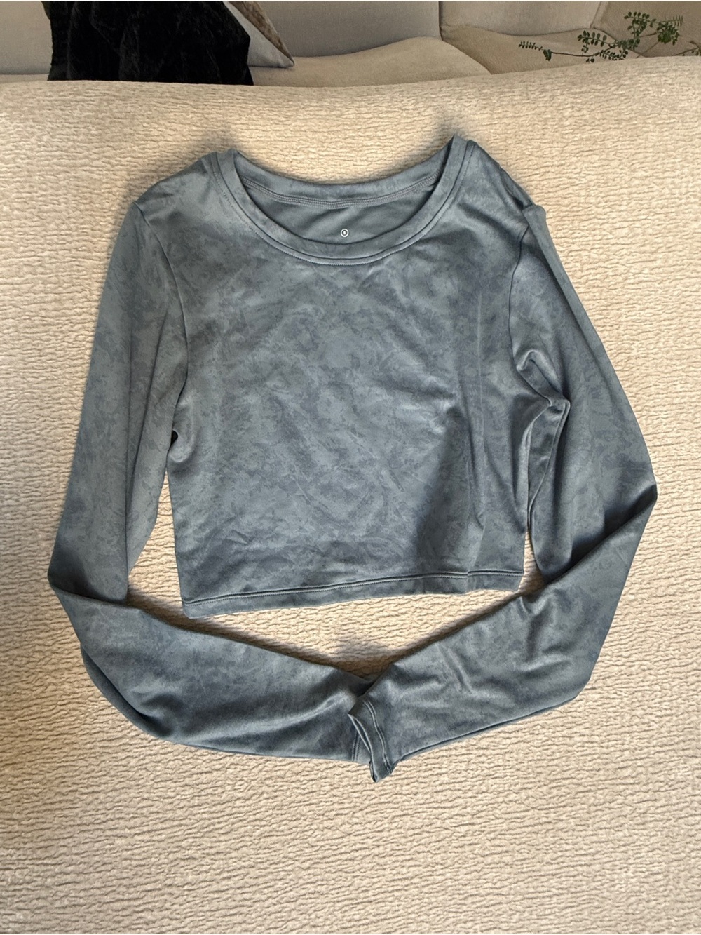 PARAGON Reluna Long Sleeve Crop Top in Slate, size Small